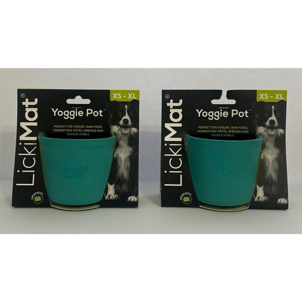 TWO LickiMat Yoggie Pots XS - XL For Dogs Reduce Stress & Boredom Entertain Pets